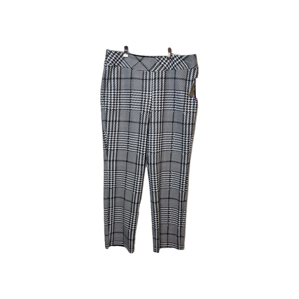 Allison Daley Pull On Pant Suede Houndstooth Women XL Regular Brown Tummy Contrl